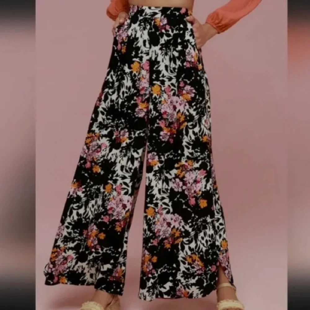 Free People Intimately Late Night Floral Wide Leg Sleep Pants - Picture 2 of 12